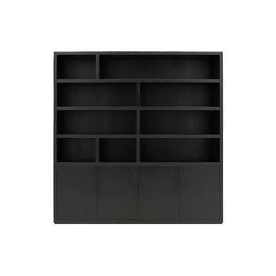 Goossens Buffetkast Barcelona, 4 deuren 9 open vakken, zwart eiken, 208 x 212 x 45 cm, stijlvol landelijk