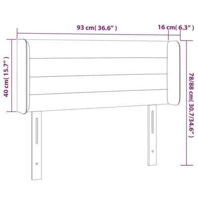 Hoofdbord met randen 93x16x78/88 cm fluweel lichtgrijs