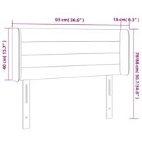 Hoofdbord met randen 93x16x78/88 cm fluweel lichtgrijs - thumbnail