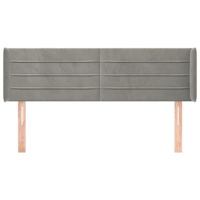 Hoofdbord met randen 147x16x78/88 cm fluweel lichtgrijs