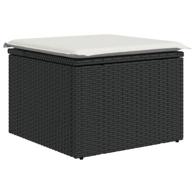 10-delige Loungeset met kussens poly rattan zwart