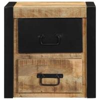 Nachtkastjes 2 st 40x35x40 cm massief ruw hout mango - thumbnail