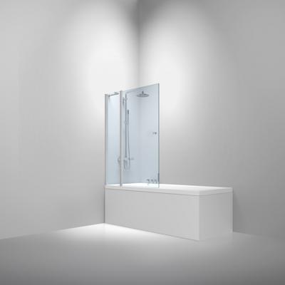 Badwand Van Rijn ST02 Klapwand + Vaste Wand 120x150 cm Helder Glas 6 mm Chroom