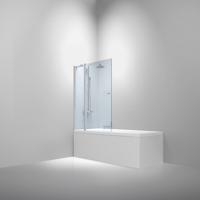 Badwand Van Rijn ST02 Klapwand + Vaste Wand 120x150 cm Helder Glas 6 mm Chroom - thumbnail