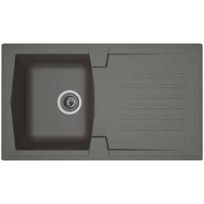 STRADOUR Ingebouwde gootsteen 1 kom + 1 afdruiprek Arena - Hars - 86 x 50 cm - Beton grijs