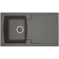 STRADOUR Ingebouwde gootsteen 1 kom + 1 afdruiprek Arena - Hars - 86 x 50 cm - Beton grijs - thumbnail