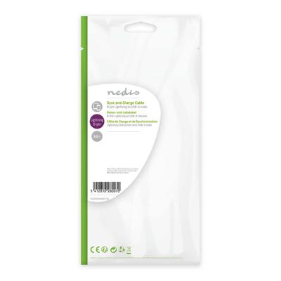 Sync and Charge-Kabel | Apple Lightning 8-Pins Male - USB-A Male | 3,0 m | Wit