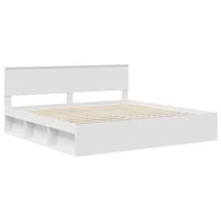 Bedframe met hoofdeinde Wit 200 x 200 cm Massief grenenhout - thumbnail