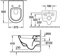 Villeroy & Boch Subway 2.0 wandcloset - 37.5x56.5cm - met spoelrand - diepspoel - ceramicPlus - wit alpin 560010r1 - thumbnail
