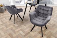 Bureaustoel THE DUTCH COMFORT grijs fluweel met armleuningen Modern Design - 44063 - thumbnail
