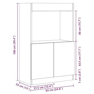 Hoge kast 63x33x100 cm bewerkt hout gerookt eikenkleurig