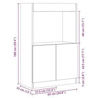 Hoge kast 63x33x100 cm bewerkt hout sonoma eikenkleurig - thumbnail