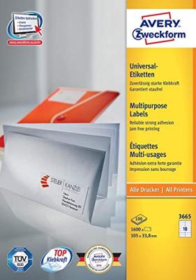 Etiket avery 3665 105x33.8mm wit 1600st