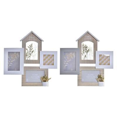Fotolijsten DKD Home Decor Hout 39 x 3 x 41 cm Natuurlijk Planten (2 Stuks)