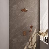 BRAUER Stripe Thermostatische Inbouw Regendouche - 3-weg - rechthoekig - 25cm douchekop - rechte muurarm - 3-standen handdouche - doucheslang - wandaansluitbocht - koper geborsteld PVD 5-GK-395 - thumbnail