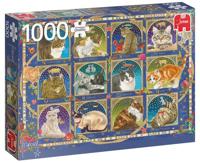 Jumbo puzzel horoscoop - katten 1000pcs - thumbnail