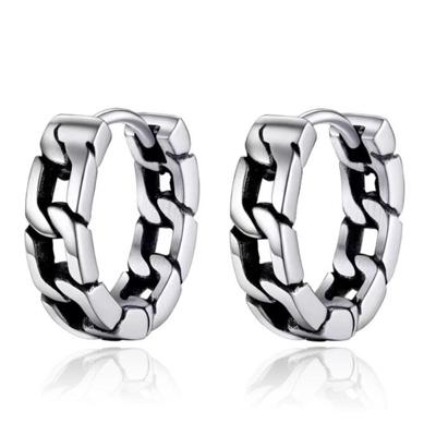 Mendes RVS Heren Oorringen zilverkleurig met schakelstructuur