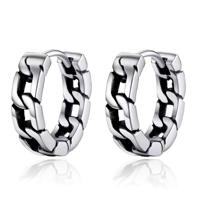 Mendes RVS Heren Oorringen zilverkleurig met schakelstructuur - thumbnail