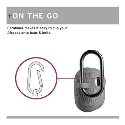 U by UAG [U] DOT Soft Touch siliconen hoes Apple Airpods Pro Case [Wireless Charging compatibel (LED zichtbaar), getextureerd ontwerp, Lightning-aansluiting afdekking, karabijnhaak] grijs