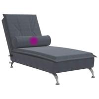 Massage chaise longue met bolster fluweel donkergrijs - thumbnail
