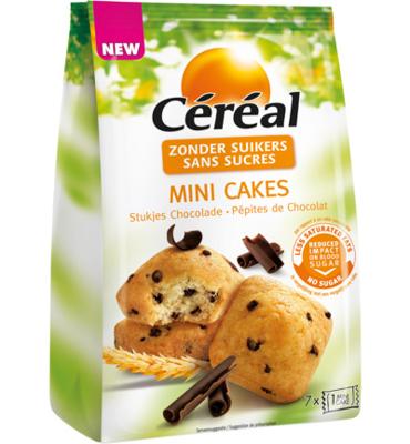 Cereal Mini cakes met stukjes chocolade zonder suikers 196 Gram