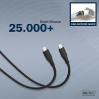 Digitus USB-C-kabel USB 2.0 USB-C stekker 1.00 m Zwart (mat) Uitstekende verouderingseigenschappen, Flexibel, Flexibele binnenader, Bestand tegen wisselende - thumbnail