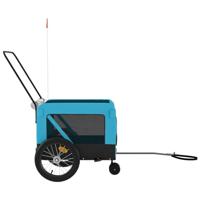 Hondenfietstrailer oxford stof en ijzer blauw en zwart - thumbnail