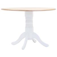 Eettafel 106 cm massief rubberwood wit en bruin - thumbnail