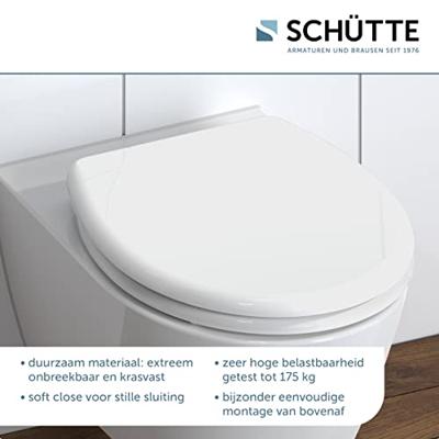 Toiletzitting Schutte White Duroplast Met Soft Close En Quick Release Wit - thumbnail