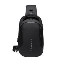 Multi functie Crossbodytassen mannen borst tas water afstotend schoudertas met USB-Oplaadpoort (zwart) - thumbnail