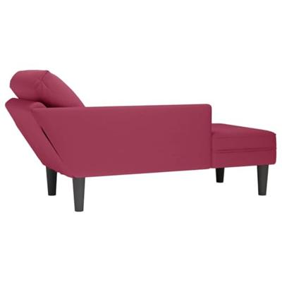 Chaise longue met kussen en rechterarmleuning fluweel wijnrood