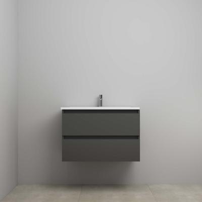 On-Line Onderkast - 80 cm - Voorgemonteerd - Acryl Wastafel - 1 Kraangat - Mat Antraciet