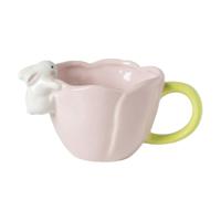 Mok met konijntje - roze/groen - ø12x10.2 cm - thumbnail