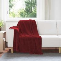 VidaXL Gooi deken bordeaux rood 130 x 150 cm fleece - thumbnail