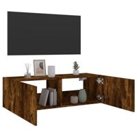 Tv-wandmeubel met LED-verlichting 100x35x31 cm gerookt eiken - thumbnail