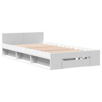 Bedframe met lade bewerkt hout wit 75x190 cm - thumbnail