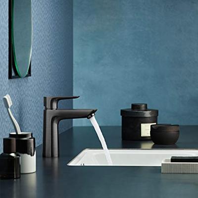 Wastafelmengkraan Talis E HansGrohe 110 Eengreeps CoolStart met Trekwaste Geborsteld Zwart Chroom - thumbnail