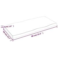 Tafelblad natuurlijke rand 80x40x(2-4) cm eikenhout donkerbruin - thumbnail