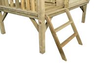 SwingKing Camilla houten speelhuisje met glijbaan naturel/rood - thumbnail