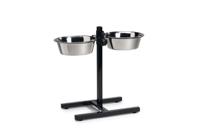 Standaard met 2 rvs 25 cm hondenvoerbakken zwart - thumbnail