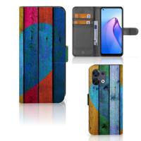 OPPO Reno8 | Book Style Case | Wood Heart - Cadeau voor je Vriend - thumbnail