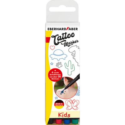 Eberhard Faber EF-559504 Tattoo Marker Kids 4 Stuks + Sjablonen Eberhard Faber EF-559504 Tattoo Marker Kids 4 Stuks + Sjablonen
