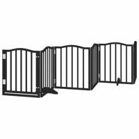 VidaXL Hondenhek inklapbaar 9 panelen 450 cm populierenhout zwart - thumbnail