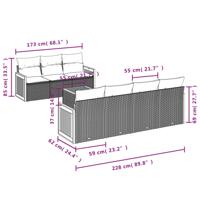 8-delige Loungeset met kussens poly rattan zwart - thumbnail