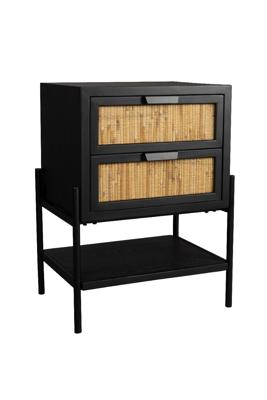 Dutchbone Nachtkastje 'Yasu' Rattan, 45 x 35cm, kleur Zwart