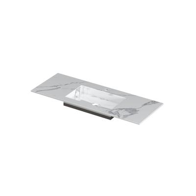 INK Post Wastafel Keramische Slab Envelop Bak Midden met 1 Kraangat - 1200x450x10 mm - Statuario Glans