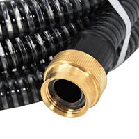 VidaXL Zuigslang met messing koppelingen 1,1&apos;&apos; 15 m pvc zwart - thumbnail