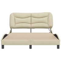 Bedframe met LED zonder matras 140x200 cm stof crème - thumbnail