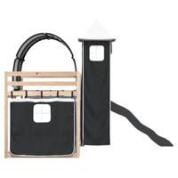 Stapelbed met glijbaan en gordijnen wit en zwart 90x200 cm - thumbnail