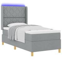 Boxspringbed met matras en LED stof lichtgrijs 100x200 cm - thumbnail